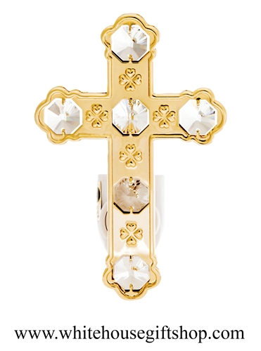 Gold Solid Cross Nightlight with SwarovskiÂ® Crystals