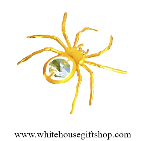 Gold Spider on a Web Magnet/ Sun Catcher Window Cling with SwarovskiÂ® Crystals