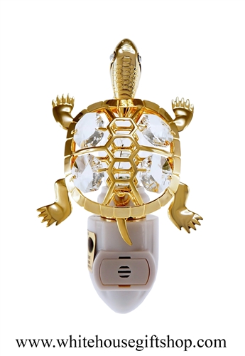 Gold Eastern River Turtle Nightlight with SwarovskiÂ® Crystals