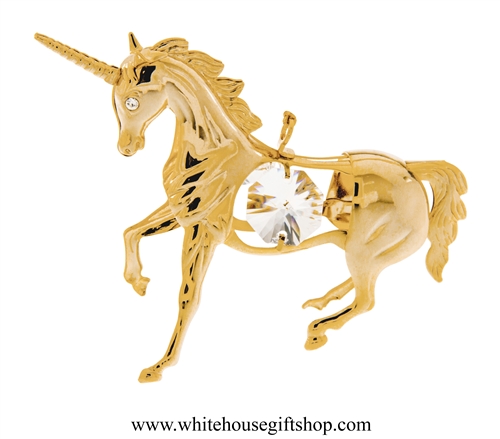 Gold Unicorn Ornament with Swarovski Crystals