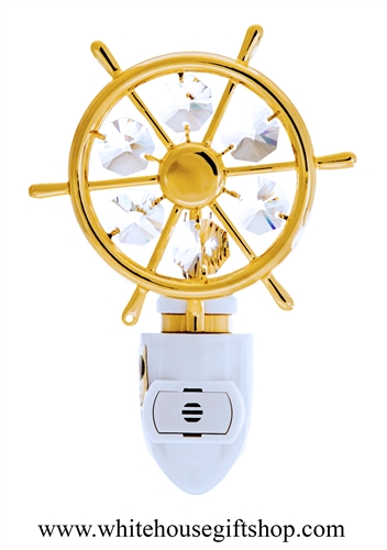 Gold Captain's Boating Wheel Nightlight with SwarovskiÂ® Crystals