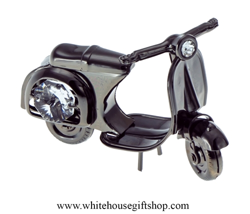 Pewter Metallic Italian Mooter Scooter Ornament with Swarovski Crystals