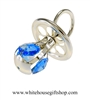 Silver Baby Boy's Classic Pacifier Ornament with Ocean Blue Swarovski Crystals