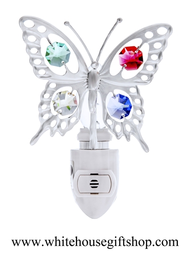 Silver Butterfly Nightlight with SwarovskiÂ® Crystals