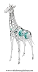 Silver Young Giraffe Ornament with Turquoise Swarovski Crystals