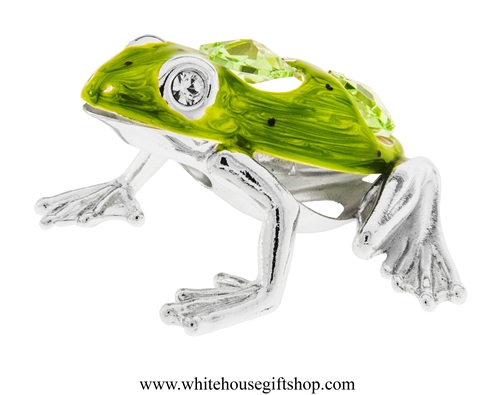 Silver & Green Textured Northern Green Frog Ornament