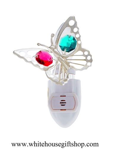 Silver Mini Butterfly Nightlight with SwarovskiÂ® Crystals