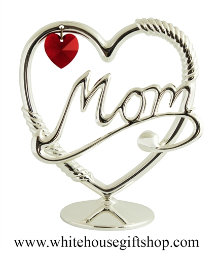 Silver Mom Heart Table Top Display with SwarovskiÂ® Crystals