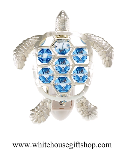 Silver Sea Turtle Nightlight with SwarovskiÂ® Crystals