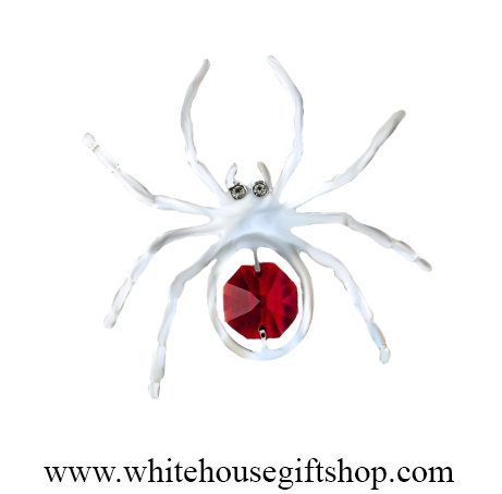 Silver Spider on a Web Magnet/ Sun Catcher Window Cling with SwarovskiÂ® Crystals