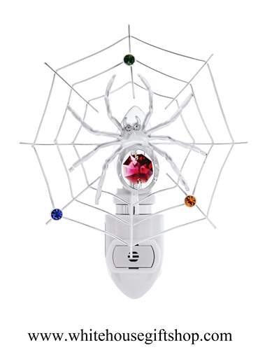 Silver Spider on a Web Nightlight with SwarovskiÂ® Crystals