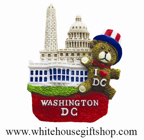 Magnet, Ceramic, White House, Washington Monument, U.S. Capitol, Washington D.C., I Love DC Bear, Close Out Sale