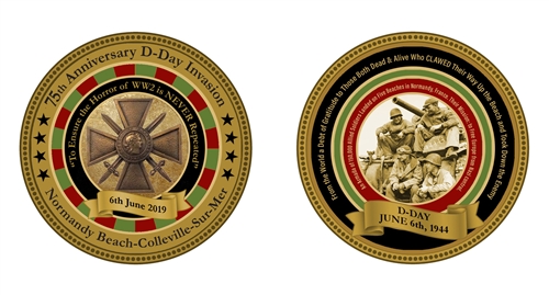 DDAY COIN, D-DAY, LIMITED TO 1000 COINS, edge numbered, certificate of  Authenticity  from The Official White House Gift Shop. honors veterans in WWII, Normandy Beaches, June 6, 1944.