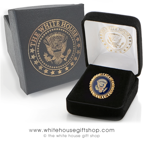 Popular Presidential Eagle Seal lapel and hat pin, White House Gift Box