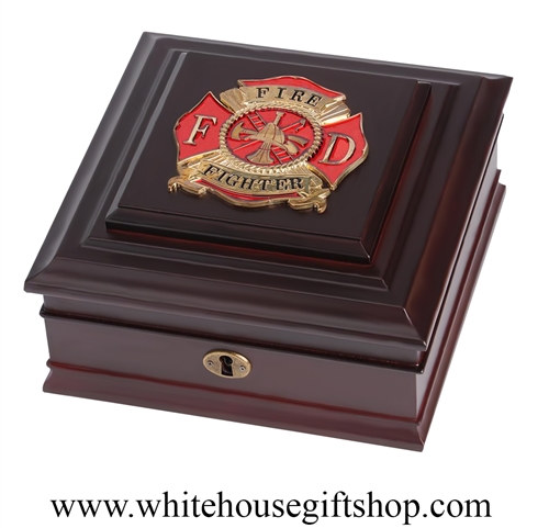 Firefighter Shield,  First Responder Emergency Rescue Services, Made in USA, American Made, Keepsake, Memory Box, from White House Gift Shop, Washington D.C.