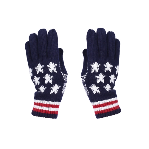 Knit Flag Stars and Stripes winter gloves