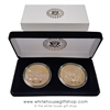 Air Force One Challenge Coins , Set in Custom White House Velvet, 2-coin Display Case with premium 2-piece outer presentation gift box, high quality jewelry grade gold coins, Presidential Seal and Air Force One featured from official White House Gift Shop