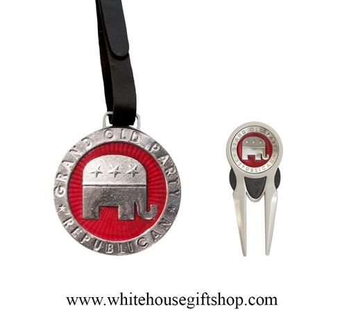 Republican, Heritage Pewter Republican Golf Set, Bag Tag and Divot Repair Kit