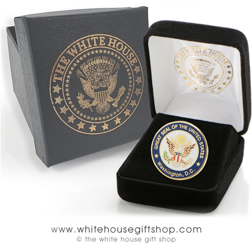 Quality Presidential Pins, Great Seal Lapel Hat Pin, Custom Official White House Gift Shop Boxes