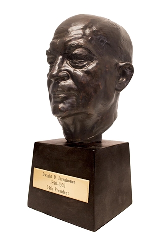 President Dwight D Eisenhower, IKE, Bronze Finish Bust, Statue 10.5 inches, engraved brass plate, Presidential Library quality