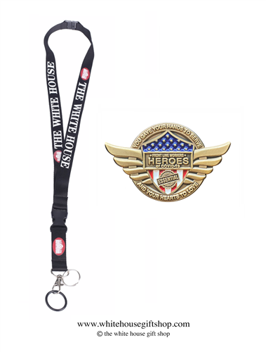 Front Line Workers Heroes of COVID-19, Gold Pin for Lanyard, Uniform, or Lapel. Designed by artist Anthony Giannini for the original Secret Service White House Gift Shop.