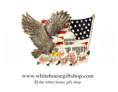 The Capitol Building with Eagle and Flag, Ceramic Magnet