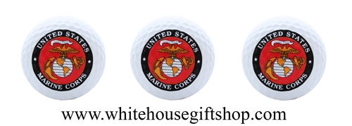 Marine Golf Balls, Sleeve of Three, With Clear Plastic Sleeve Display Box, Marine Corps