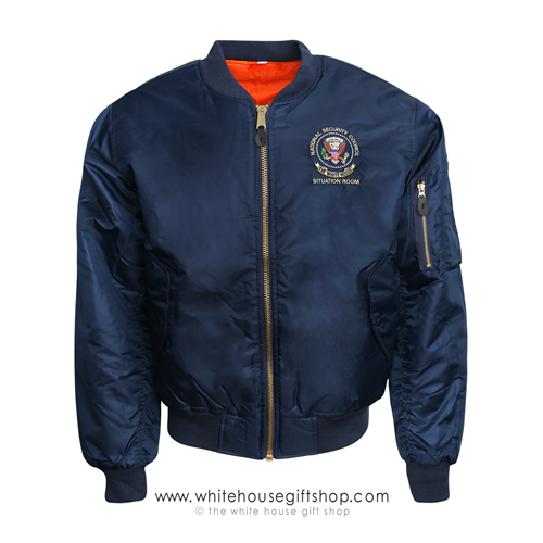 National Security Council Situation Room Bomber Flight Jacket, Navy Blue