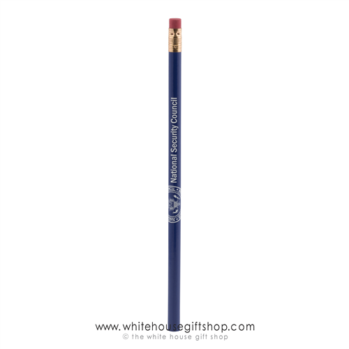 NATIONAL Security Council pencils, Situation Room White House writing pencil, NSC Presidential Seal imprint, navy blue, custom imprint Seal of President from official original White House Gift Shop