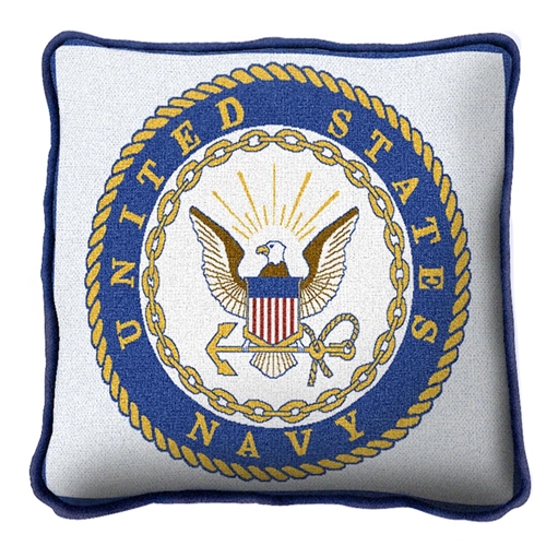 NAVY Pillow, Made in the USA, Cotton US Naval Emblem Seal