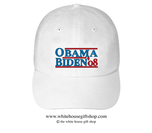 Barack Obama and Joseph R. Biden 2008 Hat in White, 44th President of the United States, 46th President of the United States, Official White House Gift Shop Est. 1946 by Secret Service Agents