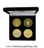 Coins, President Barack Obama, The White House, & United States Capitol Building Coin Set, Great Seal, Presidential Seal, 4 Coin Set, Black Velvet Display and Presentation Case, 1.5" Diameter, Gold Plated