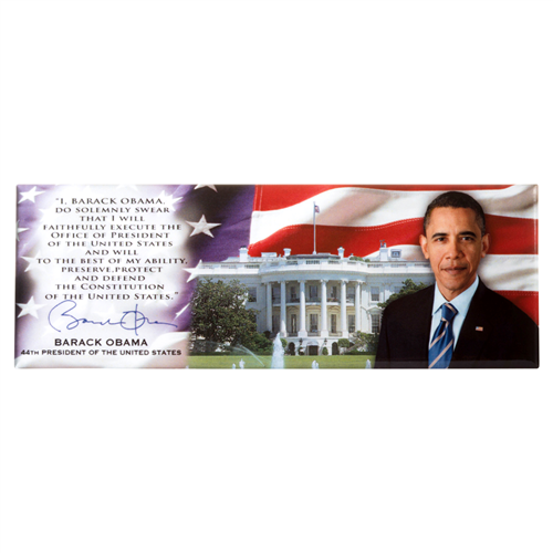 President Barack Obama, 44th President, Oath of Office Photo Magnet with Full Text, 4.5" x 1.5"