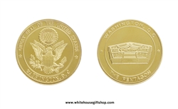 COIN, THE PENTAGON, GREAT SEAL ON REVERSE, 1.5" Diameter,Gold Finish, Protective Capsule