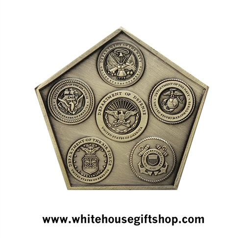 Pentagon Coin, Great Eagle of the United States with 6 Seals, Large Antique Bronze Coin, Six Seals Coin, 1.75 inches (44.45 mm) Peak to Base