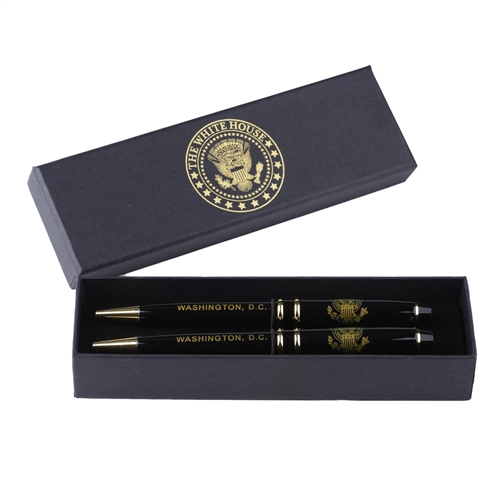 President Pen and Signed Pens of Presidents Presentation in White House Presentation Box with Seal of the President. Photo and Pens are available at the official White House Gift Shop at www.whitehousegiftshop.com