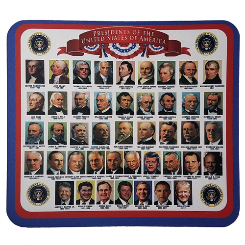 Presidents of the United States Photos & Dates Mouse Pad, Colorful, Educational, Portraits and Administration Dates