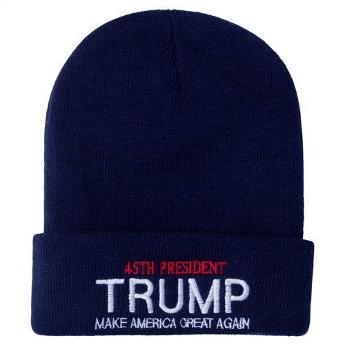 Donald Trump, 45th President, Navy Blue Knit Ski Hat or Beanie, Make America Great Again, White House Gift Shop