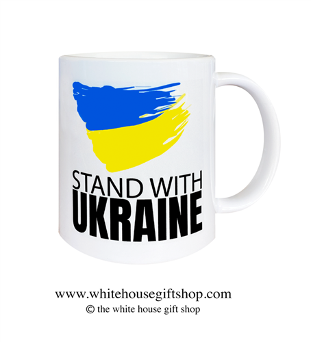 Stand With Ukraine, The  White House Gift Shop Coffee Mug, Designed at Manufactured by the White House Gift Shop, Est. 1946. Made in the USA