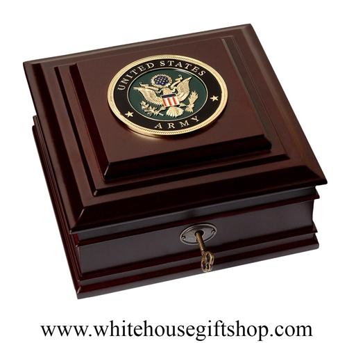 United States Army Seal Keepsake Box, Department of the Army Case, Made in USA of America, Military Dogtags, Awards, Ribbons, Challenge Coin Gift Safe