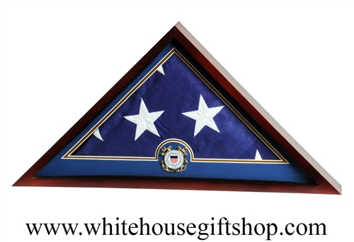 US Flag Display Case with Coast Guard Medallion