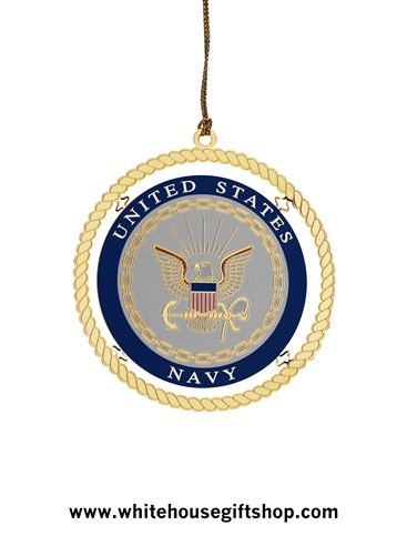Ornaments, United States Navy Authorized USN Ornament, Handmade in USA by Makers of Official White House Ornaments, 24KT Gold Finished, Start or Complete the Entire Collection!