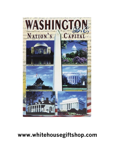 Magnet, Washington D.C., Nation's Capital, Six Photo Panels: The White House, Capitol Building, Washington Monument, Memorials, SALE