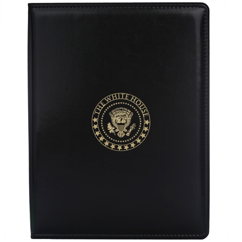 White House Presidential Seal Black and Gold  Padfolio Tablet Portfolio Folio Made in the USA