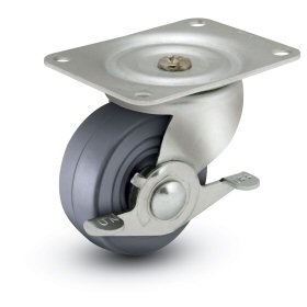 General Duty 3x1-1/4 Hard Rubber Swivel Caster with Side Brake