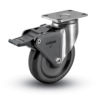 Stainless Steel Medium Duty 4x1-1/4 Polyolefin Swivel Caster with Tech-Lock Brake