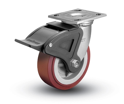 Heavy Duty 5x2 Polyurethane Swivel Caster with Total Caster Brake