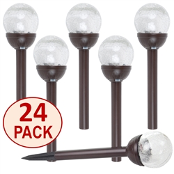 Crackle Glass Solar Color-Changing & White LED Bronze Path Lights - Set of 24