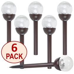 Crackle Glass Solar Color-Changing & White LED Bronze Path Lights - Set of 6