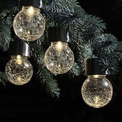 Color Changing and White Crackle Glass Hanging Solar Lights - Set of 12